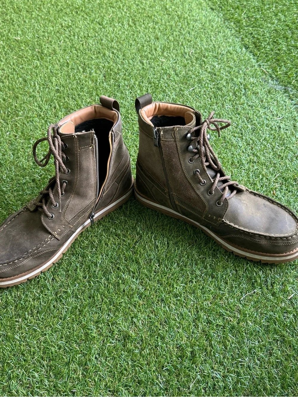 Men's Brown Lace-Up Moc Toe Work Boots